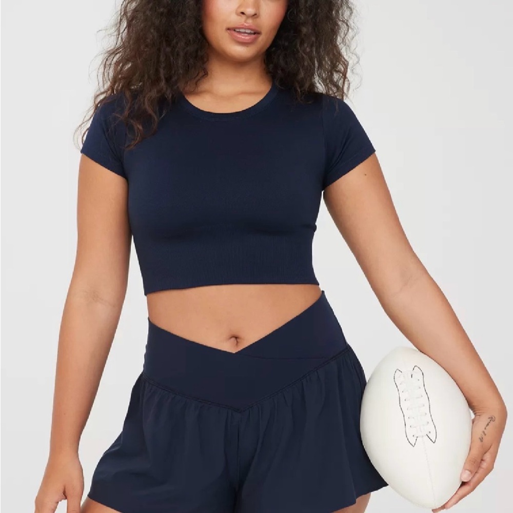 Offline by Aerie Real Me Crossover Flowy Short Navy
